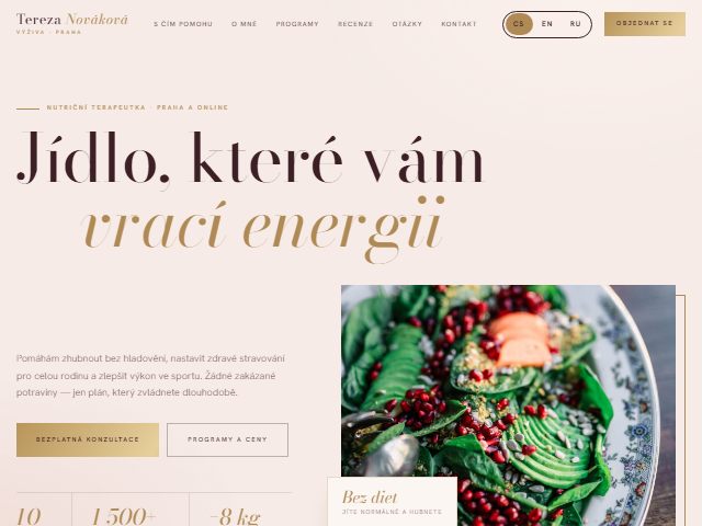 Tereza Nováková: the top of the website
